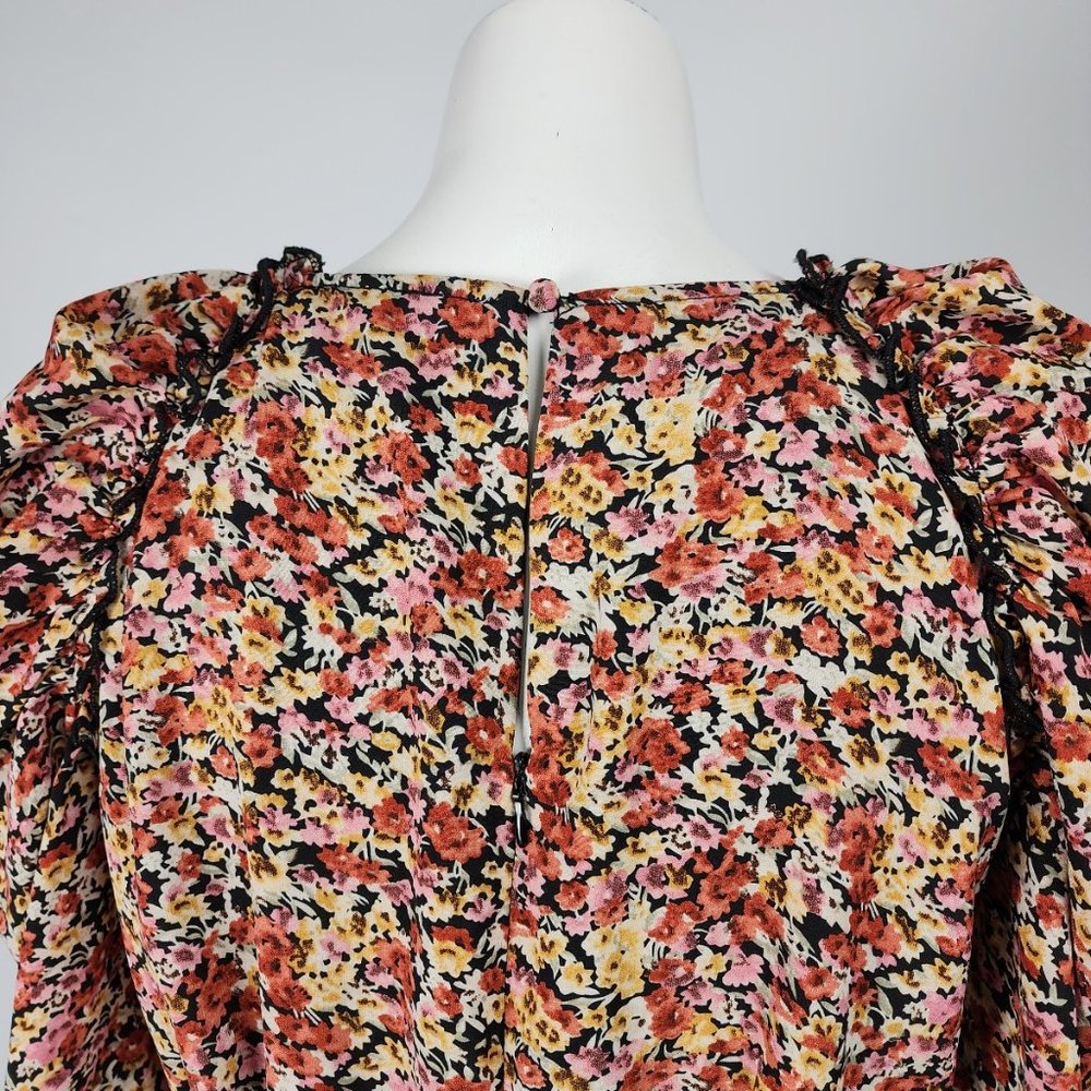 ASTR The Label Red Floral Puff Sleeve Midi Dress Size M - Picture 9 of 12
